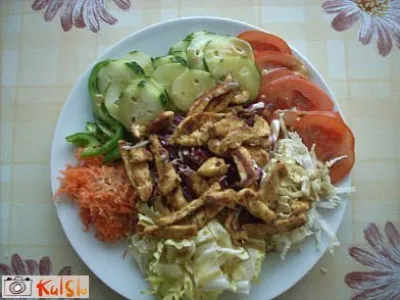 Solatni krožnik s piščančjim mesom in medenim prelivom