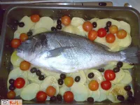 Fotografija recepta: Orada s krompirjem in češnjevim paradižnikom