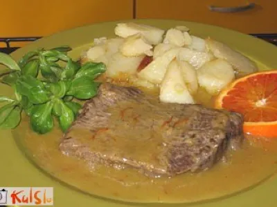 Goveji zrezki v pomarančni omaki