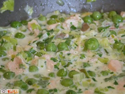 Omaka z grahom, porom in lososom