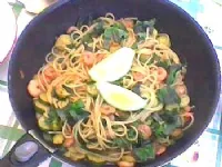 Fotografija recepta: Špageti z gamberi in cuketami