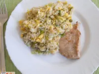 Fotografija recepta: Pražen riž z grahom in jajcem