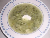 Fotografija recepta: Porova juha s kuskusom in čemaževim pestom