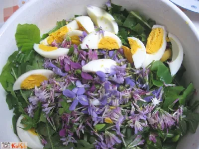 Prvomajska solatka z vijolicami