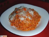 Fotografija recepta: Paradižnikova omaka z garnelami in špageti 