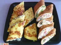 Fotografija recepta: Zelenjavne palačinke s puranjo šunko