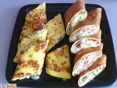 Zelenjavne palačinke s puranjo šunko