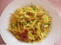 Fotografija recepta: Testenine z bučkami in panceto