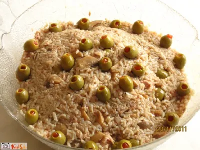 Riževa solata s šampinjoni