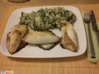 Fotografija recepta: Polnjeni jadranski lignji z mocarelo na žaru s krompirjem in blitvo