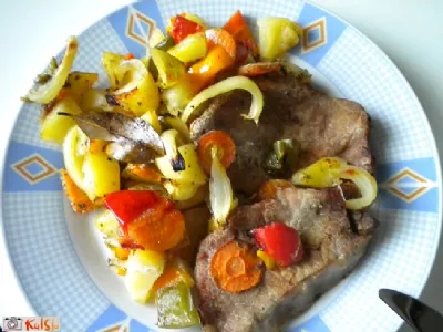 Zelenjavno mesna mavrica