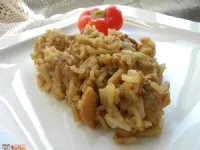 Fotografija recepta: Pečen riž s sojino mariniranim piščancem