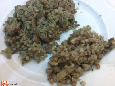 Ajdova kaša s praženimi jetri