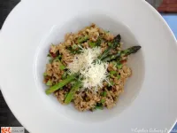 Fotografija recepta: Rižota s šparglji in dimljeno slanino