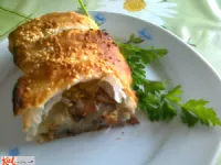 Fotografija recepta: Zavitek s šampinjoni in porom