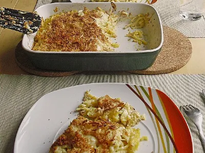 Špecli s sirom, smetano in pršutom