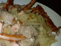 Fotografija recepta: Fižolovi njoki s kislo repo in hrustljavo slanino