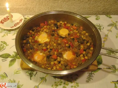 Shakshouka z jagnjetino in jajčevci