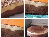 Fotografija recepta: Tribarvna penasta čokoladna torta