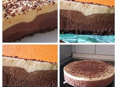 Tribarvna penasta čokoladna torta