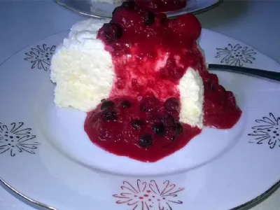 Kokosova fantazija z ribezom in gozdnimi sadeži