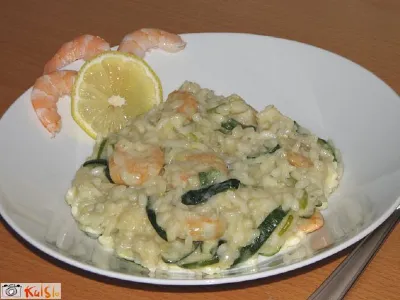 Rižota z bučkami in škampi