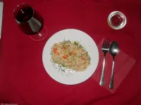 Fotografija recepta: Rižota s puranjim mesom, porom, korenjem in zeljem 