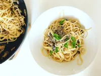 Fotografija recepta: Špageti s kremno gobovo omako