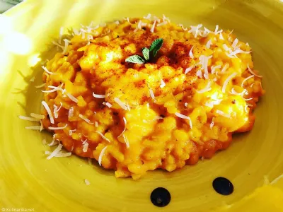 Rižota s hokaido bučo in indijskimi začimbami