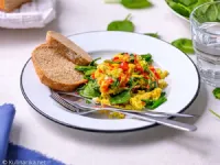 Fotografija recepta: Omleta s špinačo in porom