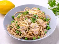 Fotografija recepta: Kremni špageti s piščancem in limono