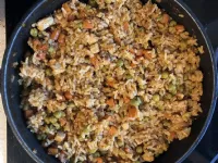 Fotografija recepta: Rižota s piščancem, grahom in korenjem