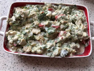 Solata iz jajčevcev in piščanca 