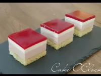 Fotografija recepta: Malinove kocke s panna cotto