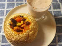 Fotografija recepta: Polnjene burger štručke s koruzo, zelenjavo, piščančjim mesom in jogurtovo omako v pečici 