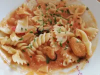 Fotografija recepta: Široki rezanci z morskimi sadeži