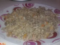 Fotografija recepta: Ajdota s porom, gobicami in korenčkom