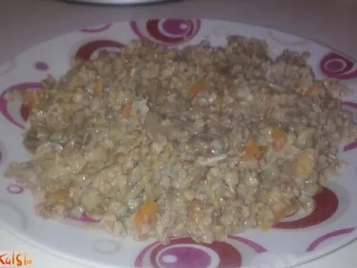 Ajdota s porom, gobicami in korenčkom