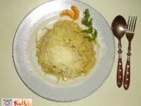 Fotografija recepta: Špageti s koromačem, pomarančo in skuto